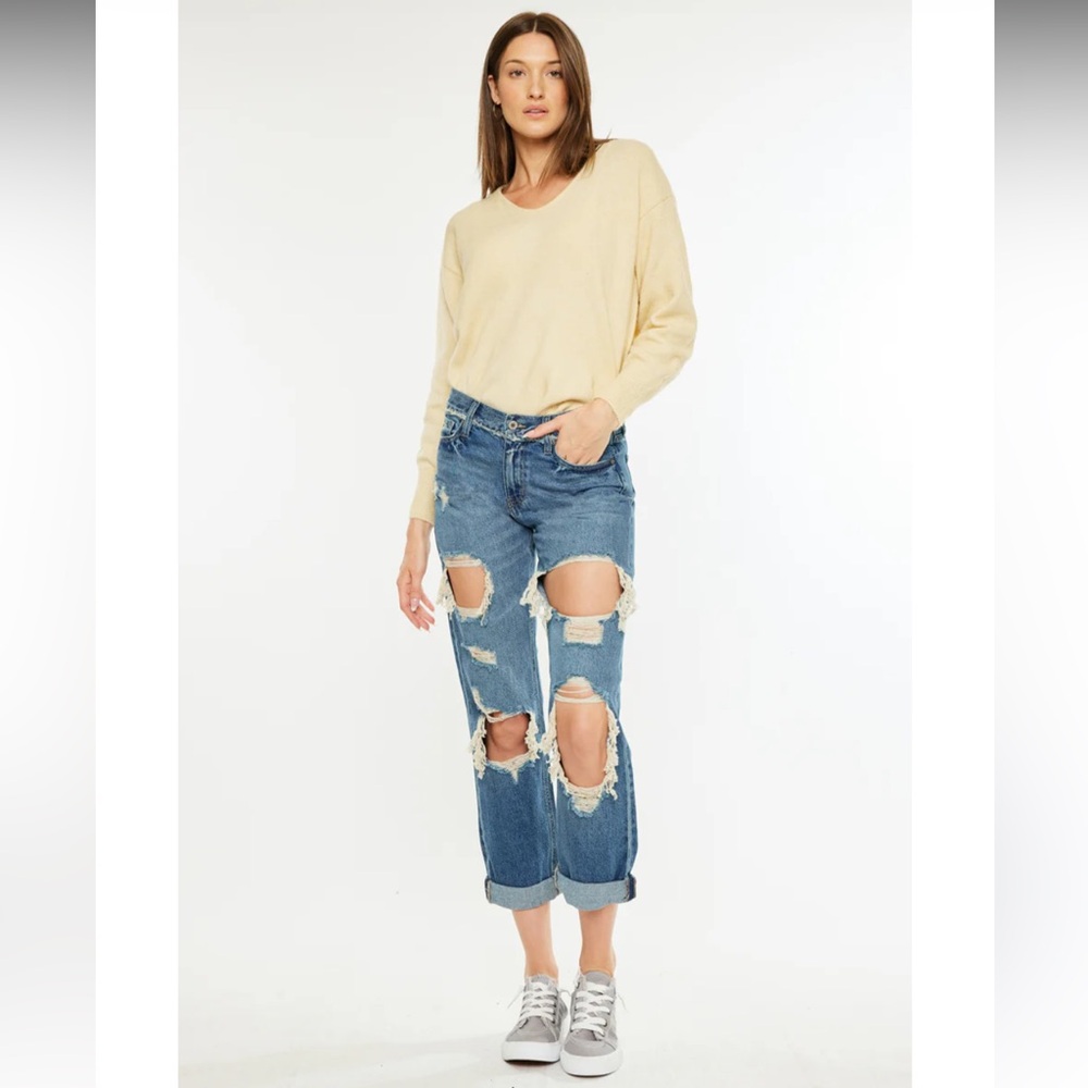 NWT Kancan Noel Mid Rise Boyfriend Jeans Sz: 5/26 - Picture 4 of 16